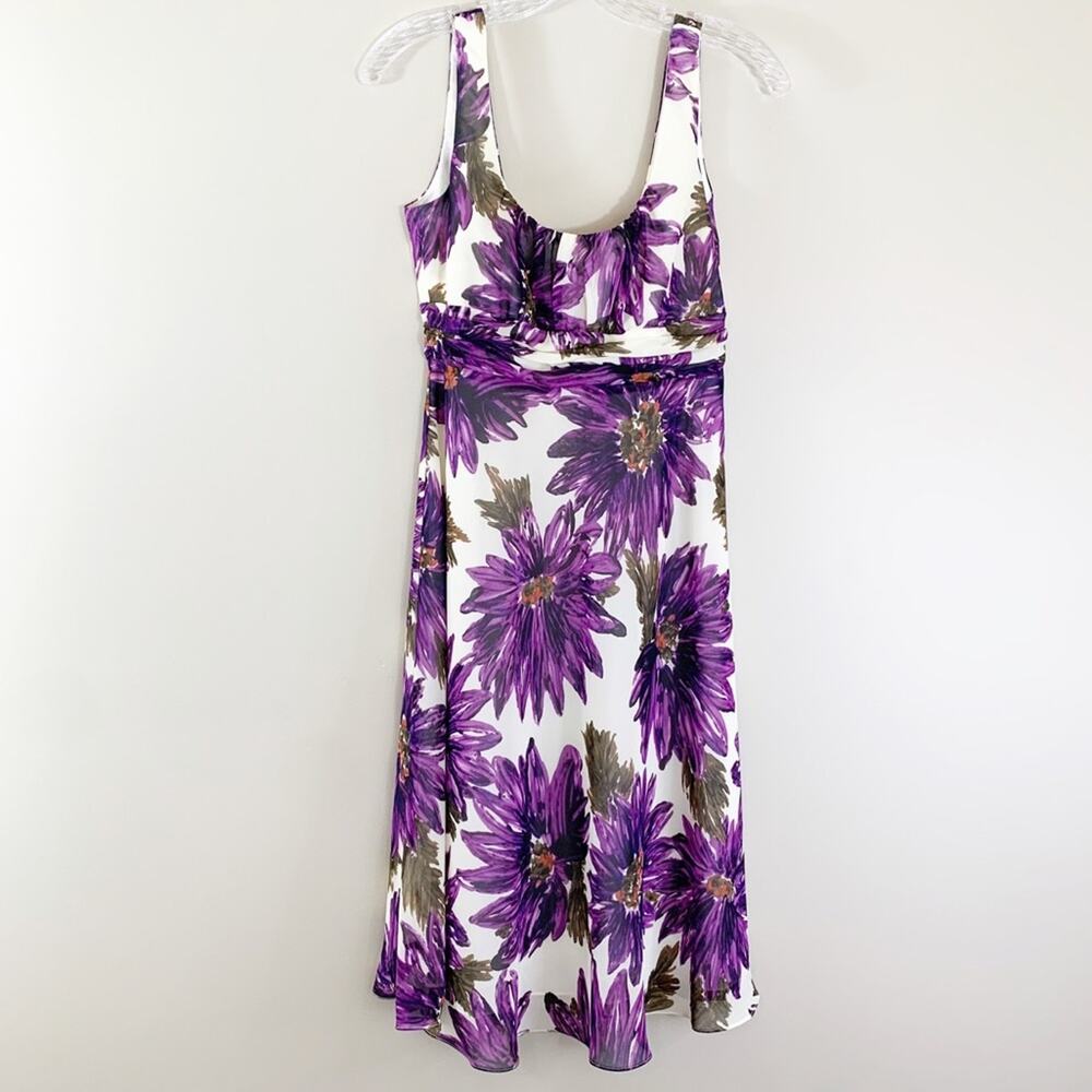 Jones New York Cream Fit&Flare Purple Daisy Dress